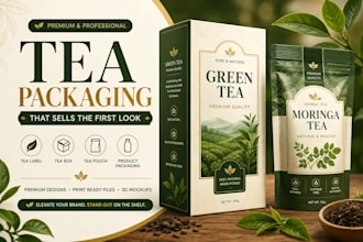 design tea label, tea box, tea packaging and product packaging