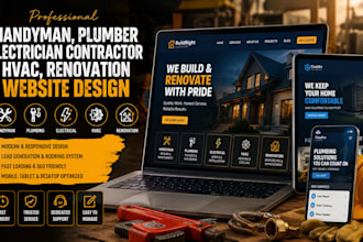 design handyman, plumber electrician contractor site, hvac, renovation website