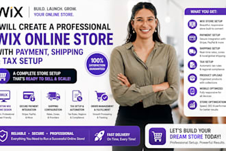 create wix online store with payment shipping and tax setup, design wix website