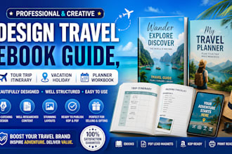 design travel ebook guide, tour trip itinerary vacation holiday planner workbook