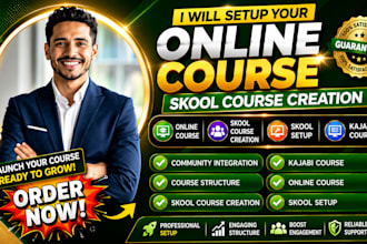 create kajabi course content, skool community, and mighty networks setup