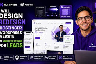 design redesign hostinger wordpress website and migrate to hostinger