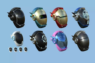 create 3d helmet model with realistic details for printing