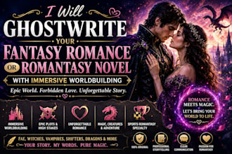 ghostwrite your fantasy romance or romantasy novel with immersive worldbuilding