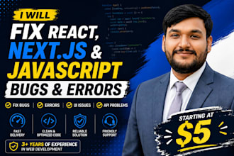 fix react nextjs javascript bugs and errors