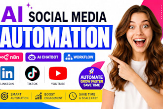 ai social media automation n8n make ai chatbot linkedin tiktok youtube workflow