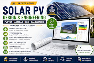 solar pv system with pvsyst, autocad, sld and calculations