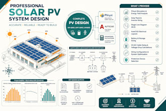 design solar pv system with pvsyst simulation, sld and autocad