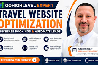 build and optimize gohighlevel travel website with booking automation