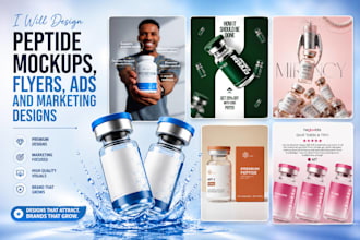 design peptide mockups, flyers, ads and peptide marketing creatives