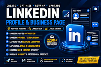 create and optimize linkedin profile or business page fully SEO