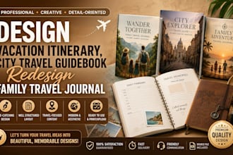 design vacation itinerary, city travel guidebook redesign family travel journal