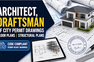 be architect draftsman of city permit drawings floor plans structural plans
