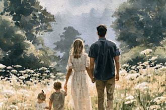 do watercolor family portrait