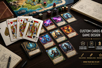 design playing cards, poker cards, card games and boards