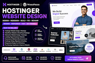 design or redesign y our hostinger website, wordpress, horizon godaddy