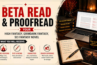 beta read and proofread your high fantasy, grimdark fantasy, sci fantasy novel