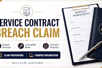 prepare a service contract breach claim for unpaid or incomplete services