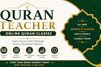 be your online teaching holy quran lessons, recitation quran tutor
