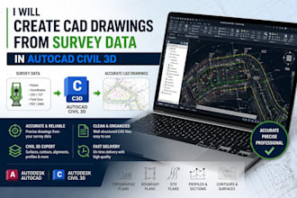 create cad drawings from survey data in autocad civil 3d
