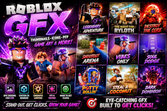 render high CTR roblox gfx, thumbnails, icons, pfp and game art for any use
