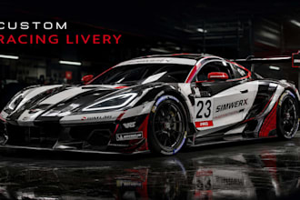 design custom iracing livery, sim racing car wrap for lmu, acc and race cars