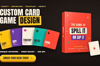 design party drinking couples adult card game deck and tuck box packaging design