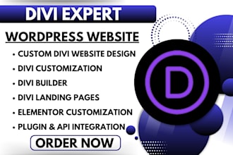 develop divi website for wordpress divi theme divi builder divi customization