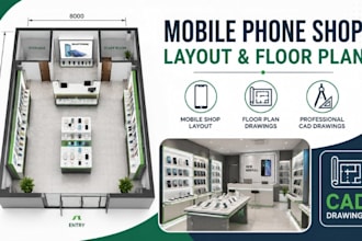 design mobile smartphone shop layout, retail floor plan cad drawings