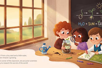 create colorful children book illustration and story book art