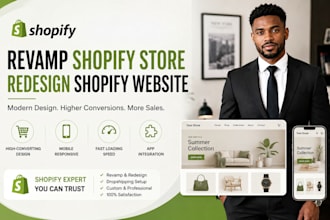 revamp shopify store, redesign shopify website, dropshipping store design