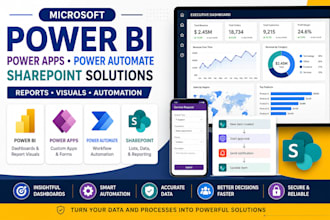 build microsoft power bi, power apps, power automate, sharepoint report visuals