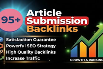 make 95 article submissions SEO backlinks