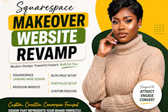 design squarespace landing page, redesign website, blog, portfolio and favicon