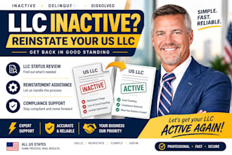reinstate your inactive US llc and assist with state
