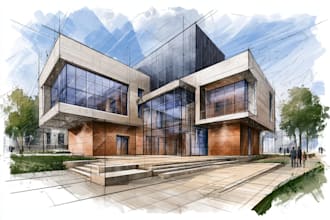 digitally sketch architecture and interior illustration
