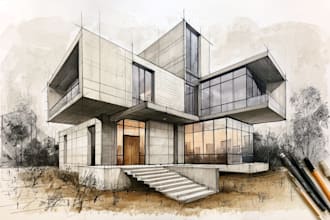 do architecture sketches in high quality