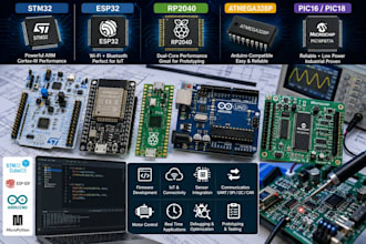 develop stm32, esp32, rp2040 arduino pic microcontroller firmware