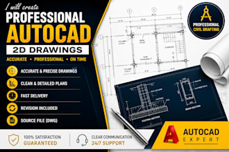 create professional civil and autocad 2d drawings