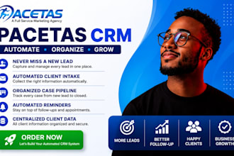 setup pacetas CRM lead management automation and workflows