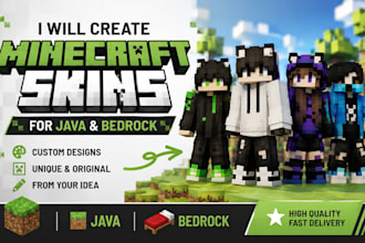 create minecraft skins for java and bedrock for you