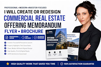 create or redesign commercial real estate offering memorandum flyer brochure