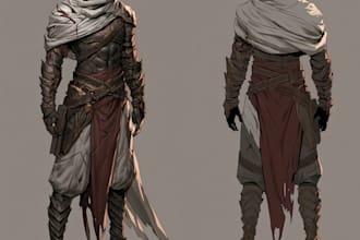design custom dark fantasy concept art and warrior character designs