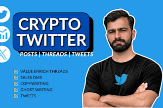 write human version x twitter posts threads for crypto and ai project