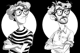 draw custom traditional line art illustrations