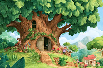 do children story book illustration, book