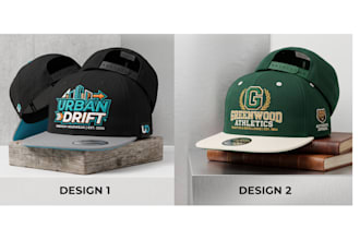 design custom streetwear snapback hat and cap  with mockup