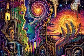 create a unique psychedelic surrealistic illustration