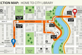 create custom vector map, route map, direction map, city map and location map
