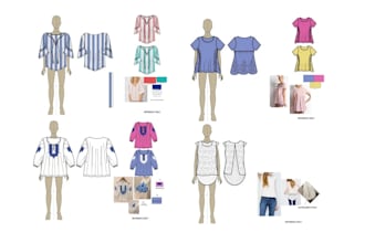 draw fashion illustration, technical flat drawing with color